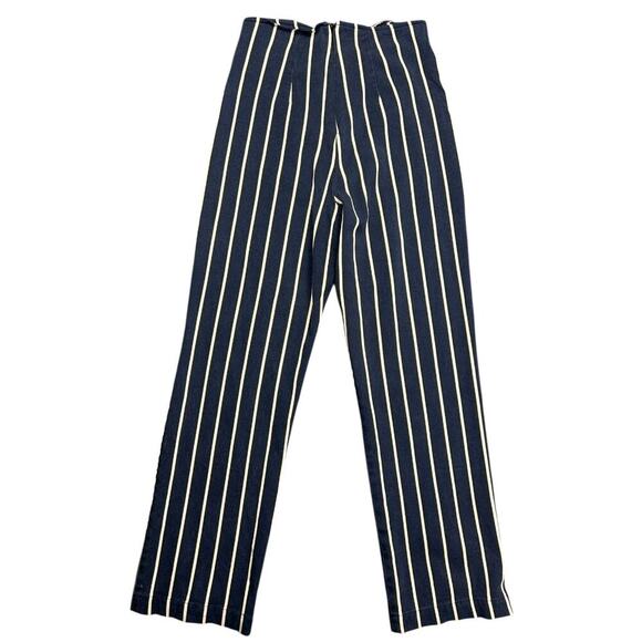 Reformation Marlon Pants Capone Stripe Blue White size 2 XS High Rise Crop - Picture 2 of 10